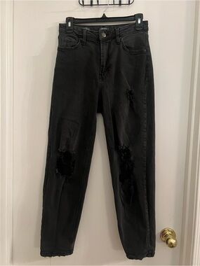 TheWild Fable Super High-Rise Tapered Jeans - Black Distressed - Size 6